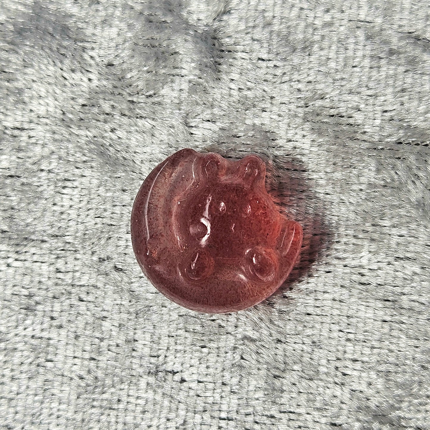 Strawberry Quartz Bunny on a Moon Mini Carving
