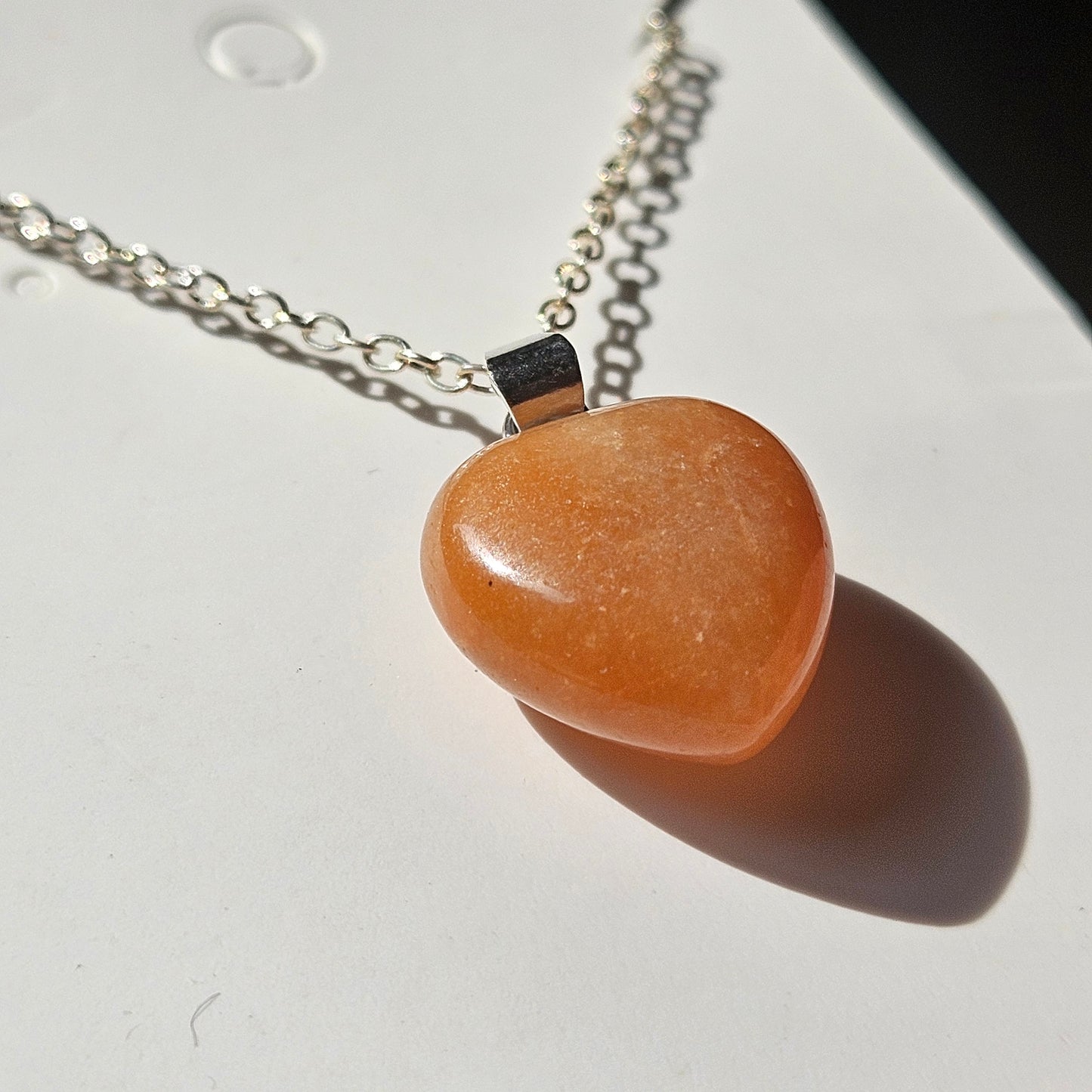 Sterling Silver Carnelian Heart Necklace