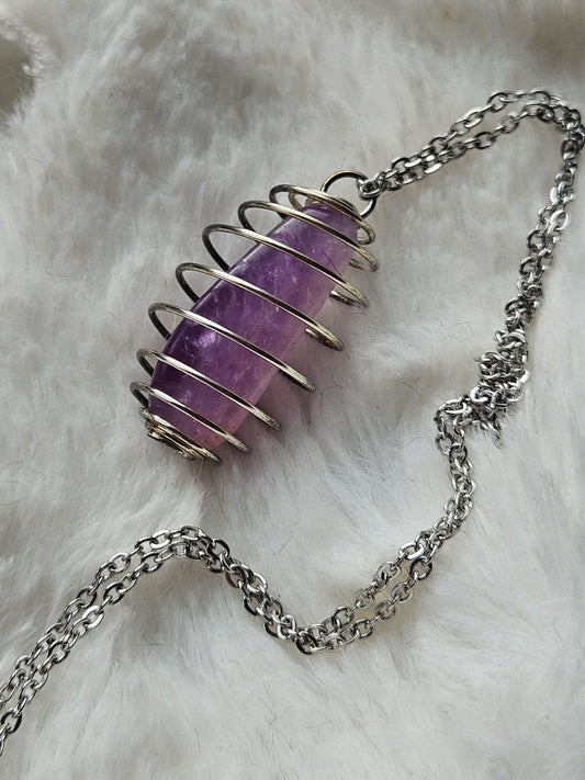 Amethyst in a Spiral Necklace